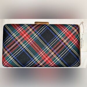 NWT Francesca's Collections Plaid Clutch - Red and Black Tartan